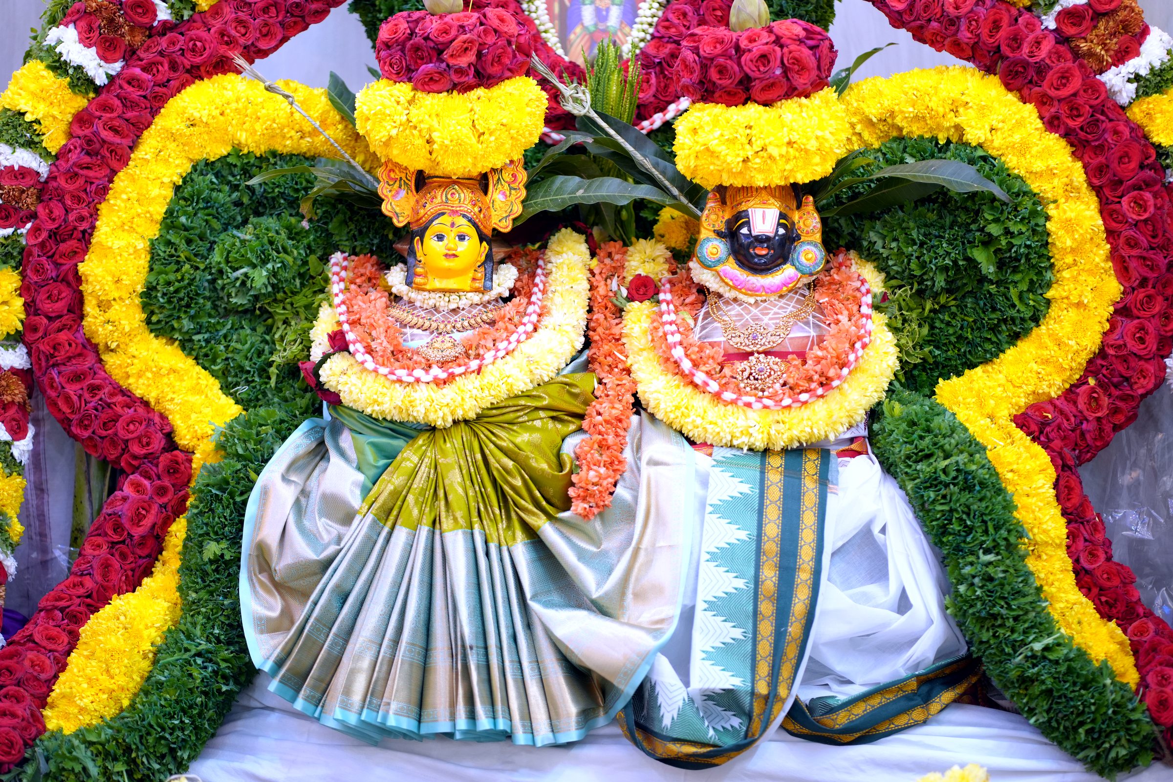 Decorative floral kalasha ornament at the ceremony altar